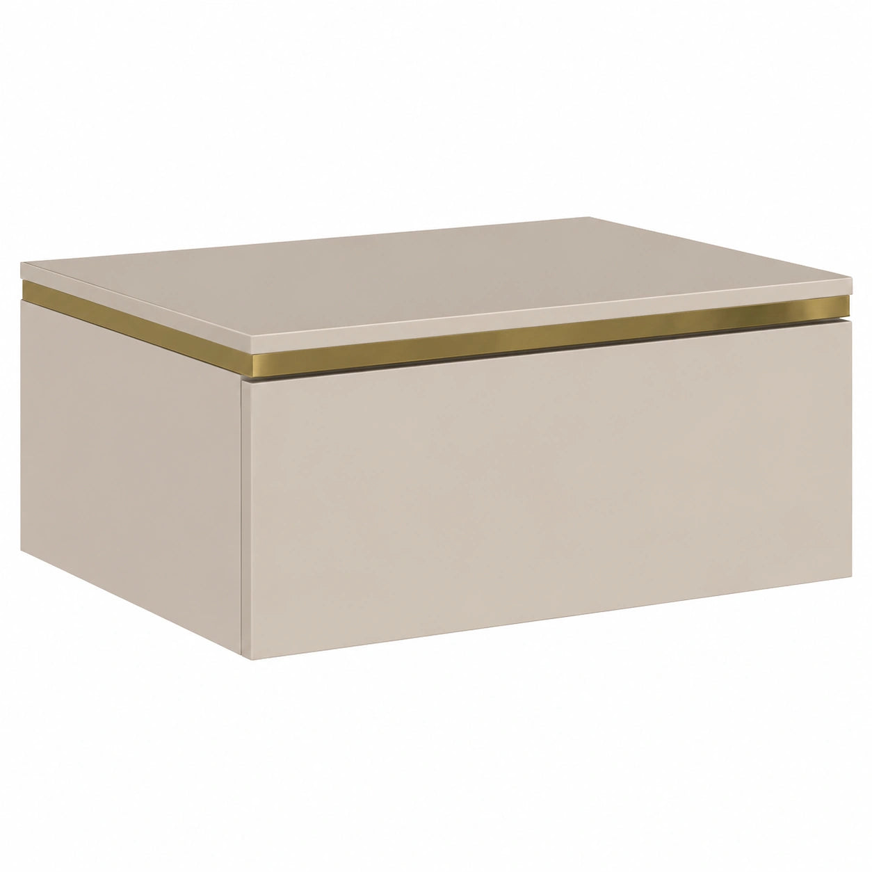Meuble polyvalent, avec tiroirs, coloris beige et doré, pour les espaces de vie