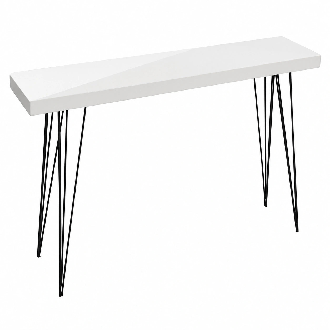 Table, en métal, 80 x 25 x 110 cm, coloris blanc, pour les espaces de vie