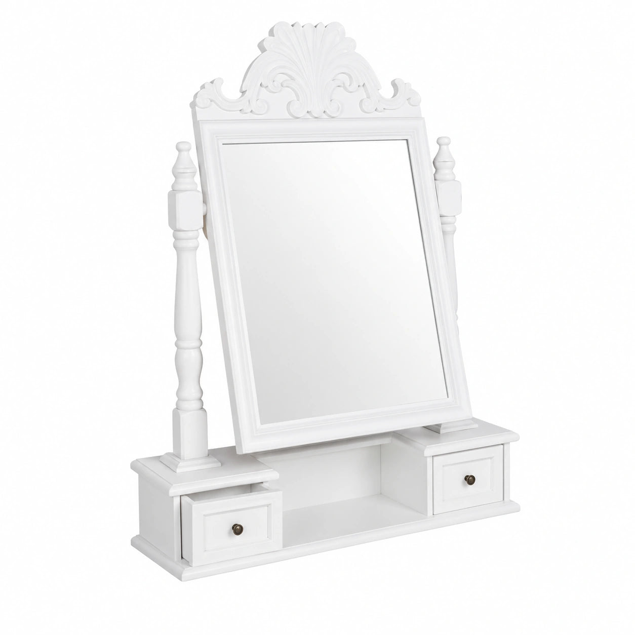 Coiffeuse, avec rangement, en panneaux de bois, 60 x 12,5 x 74 cm, coloris blanc, pour la chambre