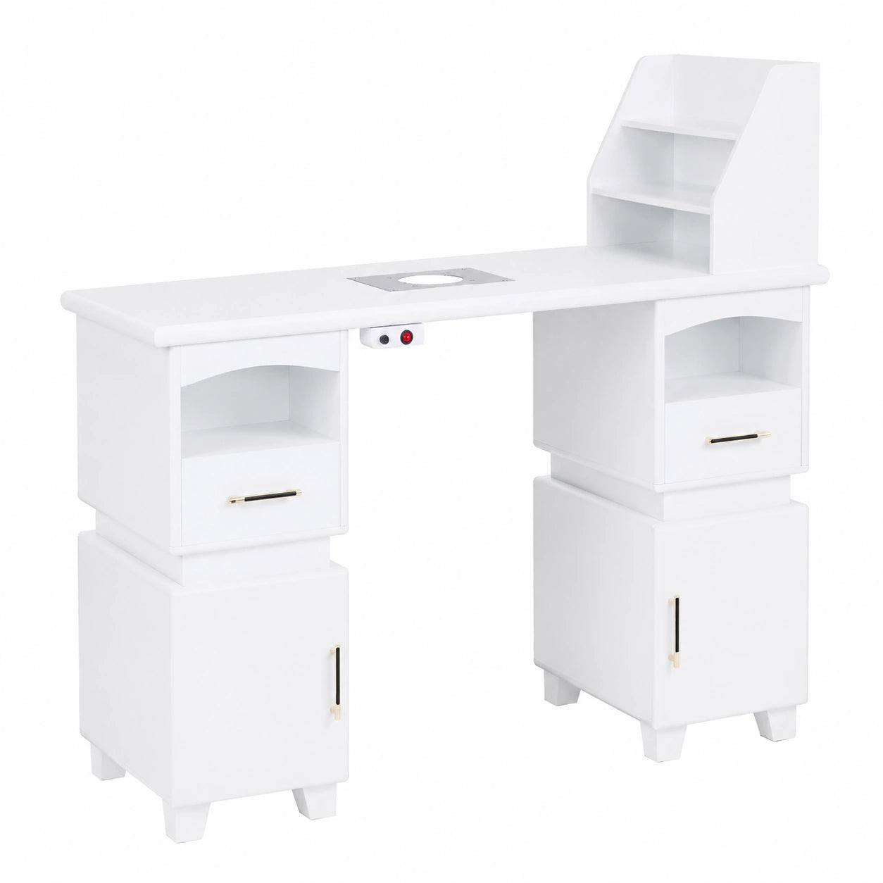 Armoire, avec tiroirs, avec étagères, coloris blanc, 55 x 120 x 112,5 cm, pour la chambre