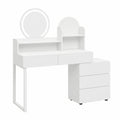 Coiffeuse, avec rangement, avec tiroirs, avec éclairage LED, coloris blanc, pour la chambre