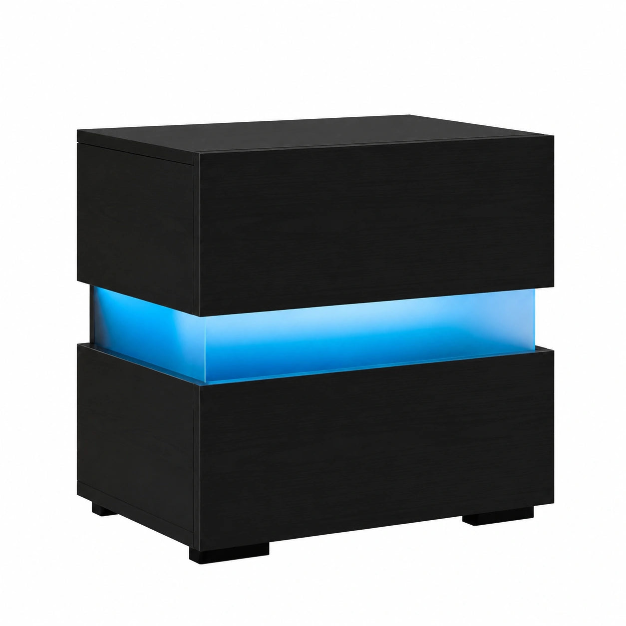Commode, avec tiroirs, avec éclairage LED, coloris noir, 45 x 35 x 45 cm, pour la chambre ou le salon