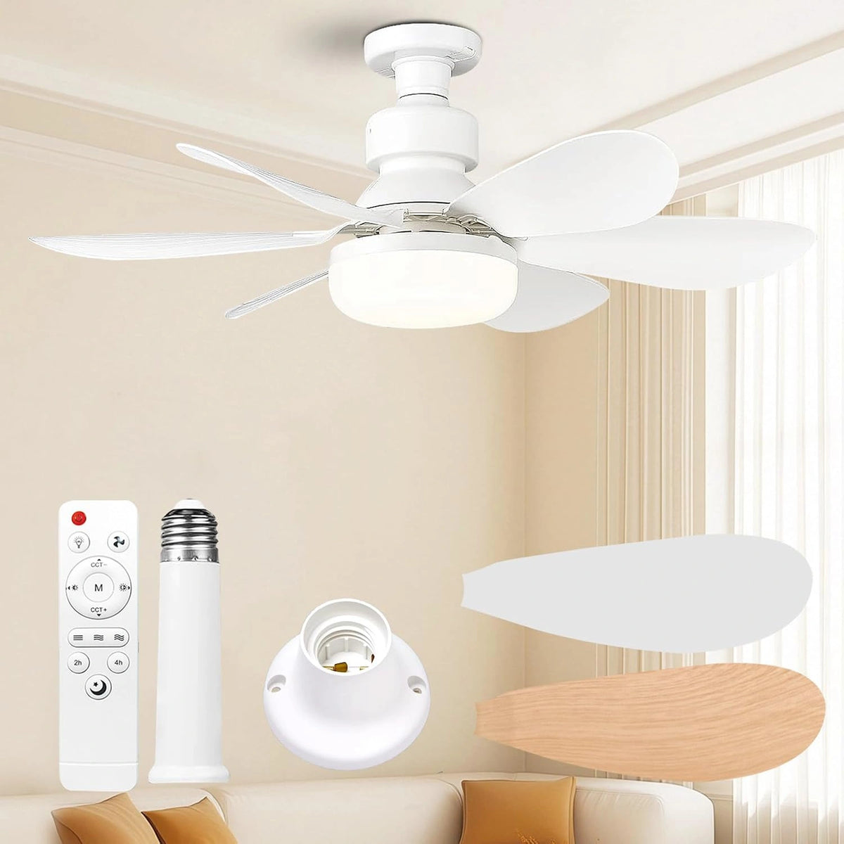 Ventilateur, 52CM, 30W, avec télécommande