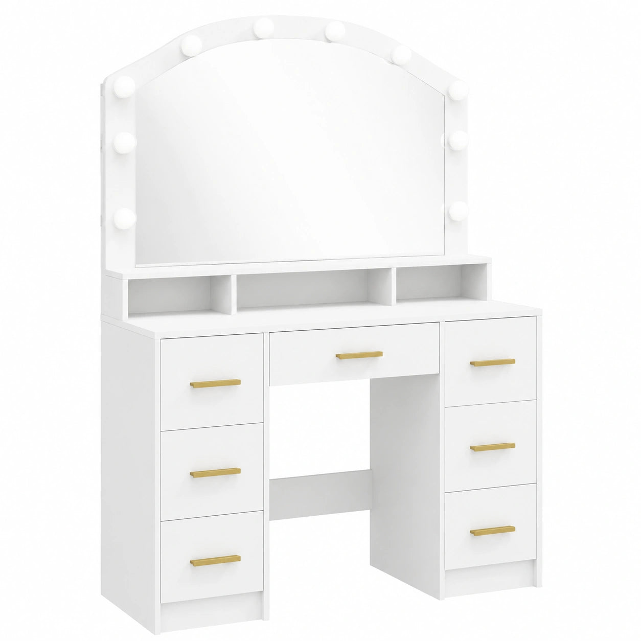 Coiffeuse, réglable, avec rangement, avec tiroirs, coloris blanc, pour la chambre