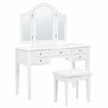 Coiffeuse, en panneaux de bois et métal, avec tiroirs, coloris blanc, pour la chambre