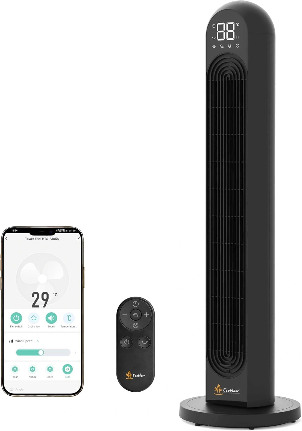 EcoNour, Ventilateur, Wi-Fi, avec télécommande, connecté