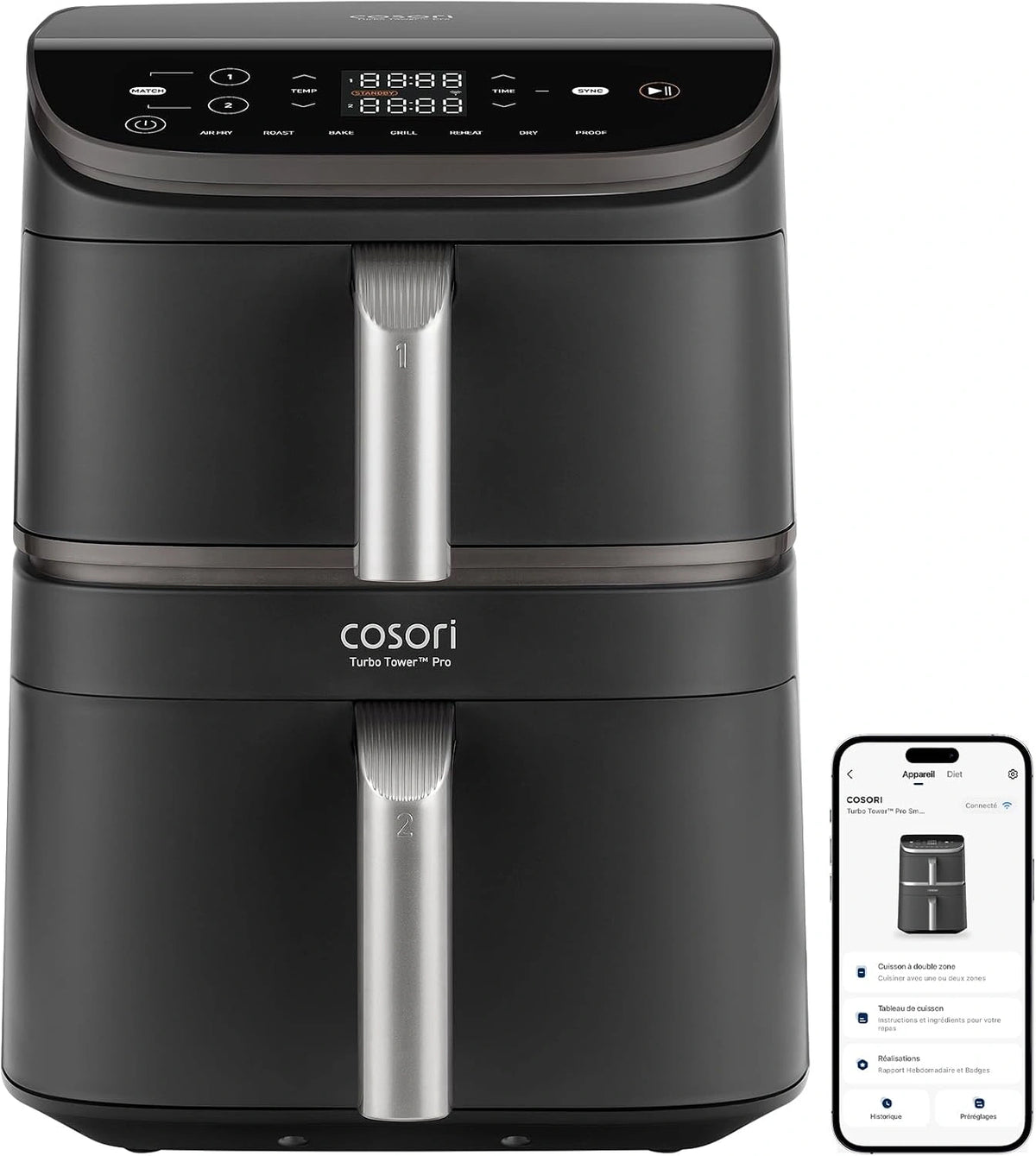 Cosori, Friteuse sans huile, 10,8L, connecté
