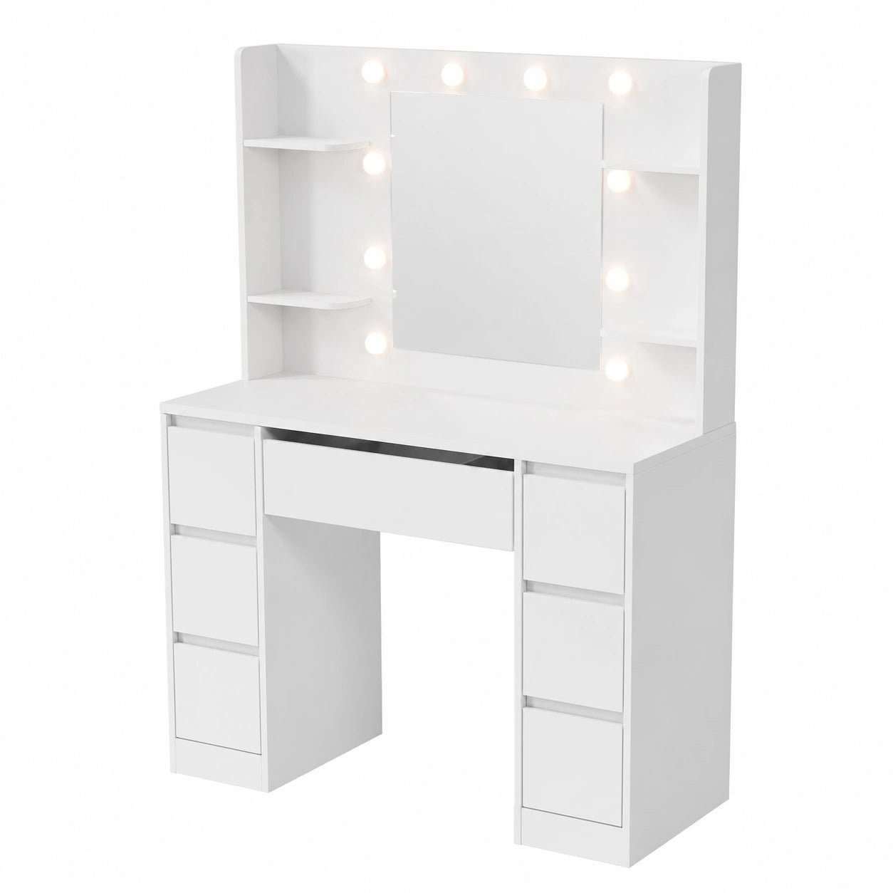 Coiffeuse, avec rangement, avec tiroirs, coloris blanc, pour la chambre