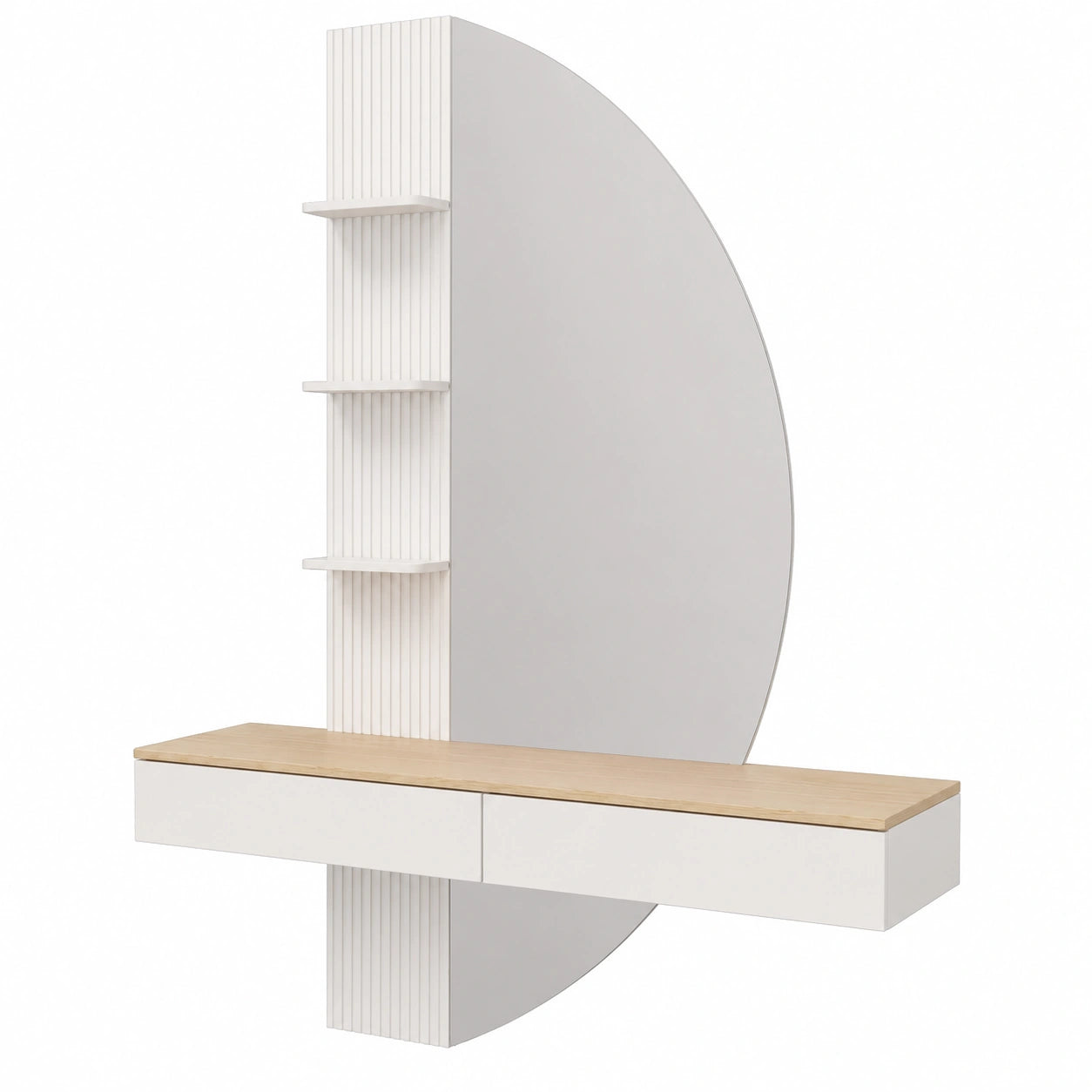 Coiffeuse, avec tiroirs, avec éclairage LED, coloris blanc, pour la chambre