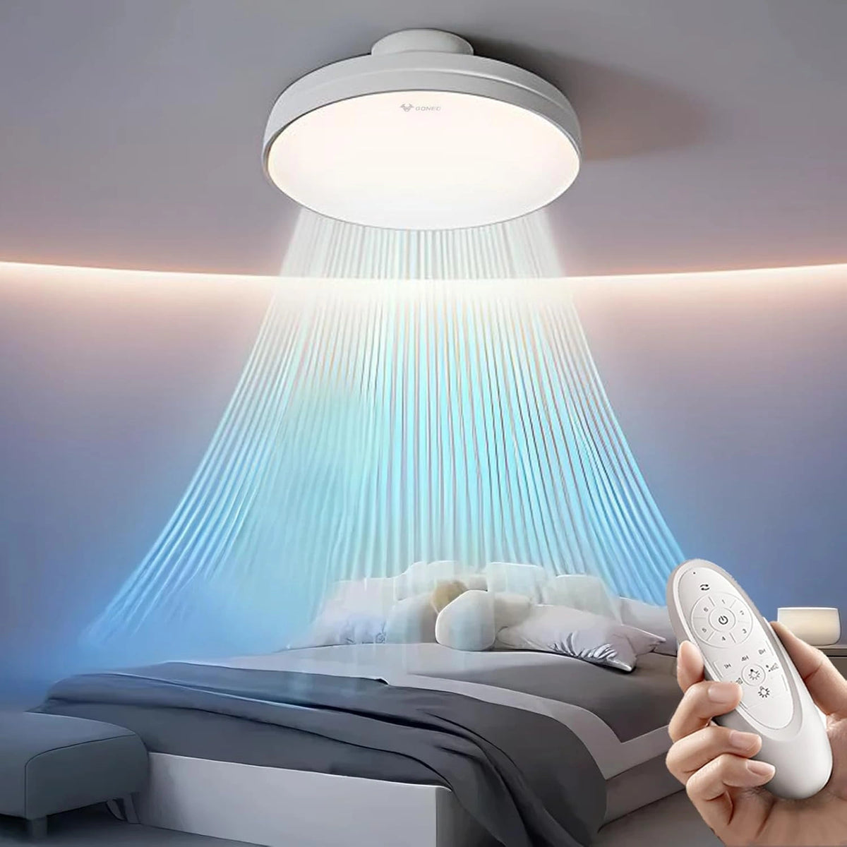 GONEO, Ventilateur, 60W, avec télécommande, fonctionnement silencieux