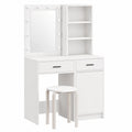 Coiffeuse, avec tiroirs, avec éclairage LED, coloris blanc, pour la chambre