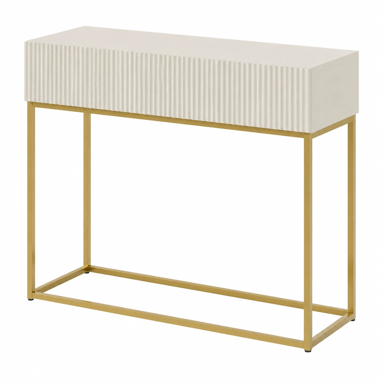 Table console, avec tiroirs, coloris gris et beige, 90 x 79 cm, pour l’entrée ou le salon