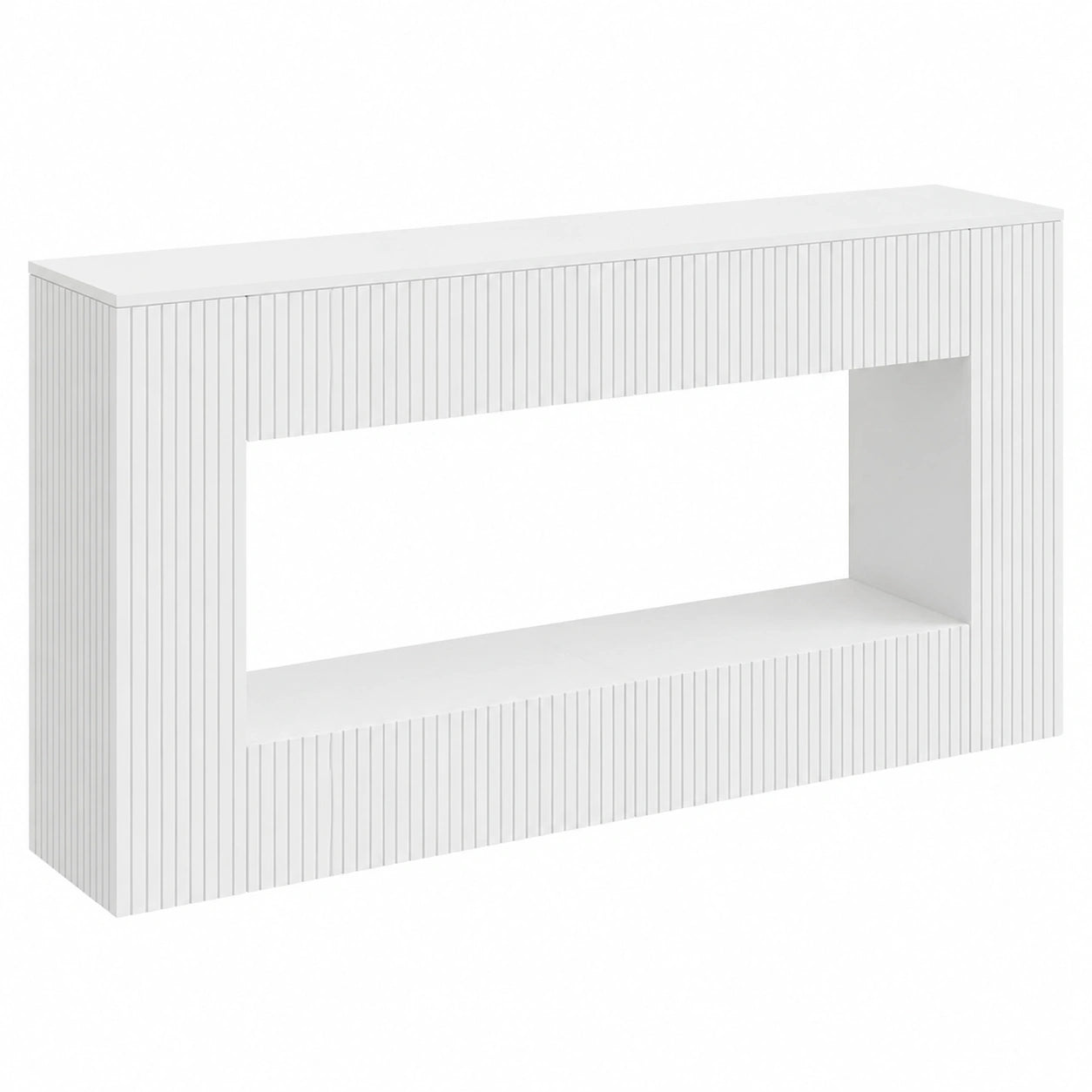 Table, avec rangement, 155 x 29 x 74 cm, coloris blanc, pour les espaces de vie