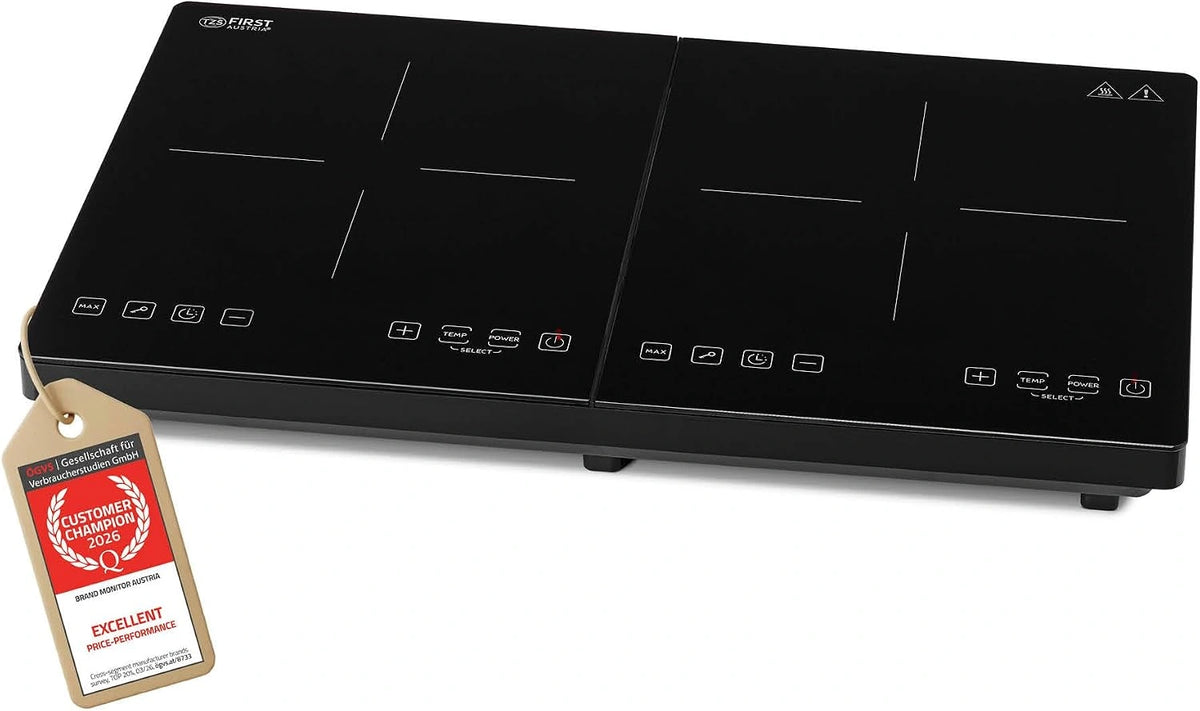 TZS, Plaque de cuisson, 3500W, commande tactile, Noir
