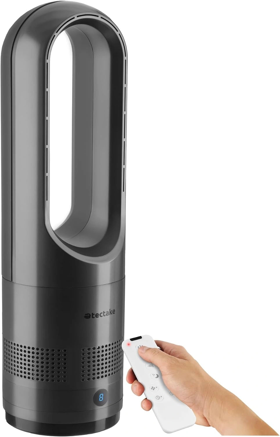 tectake, Ventilateur, avec télécommande, fonctionnement silencieux, format mobile, Gris anthracite