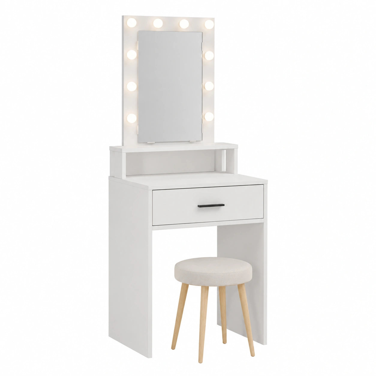 Commode, avec rangement, avec tiroirs, avec éclairage LED, coloris blanc, 50 x 41 x 140 cm, pour la chambre ou le salon