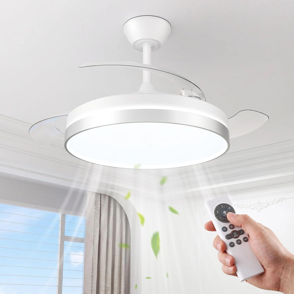 NIORSUN, Ventilateur, avec télécommande, Argenté
