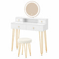 Coiffeuse, avec tiroirs, coloris blanc et doré, pour la chambre