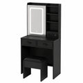 Coiffeuse, avec rangement, rembourré, coloris noir, pour la chambre