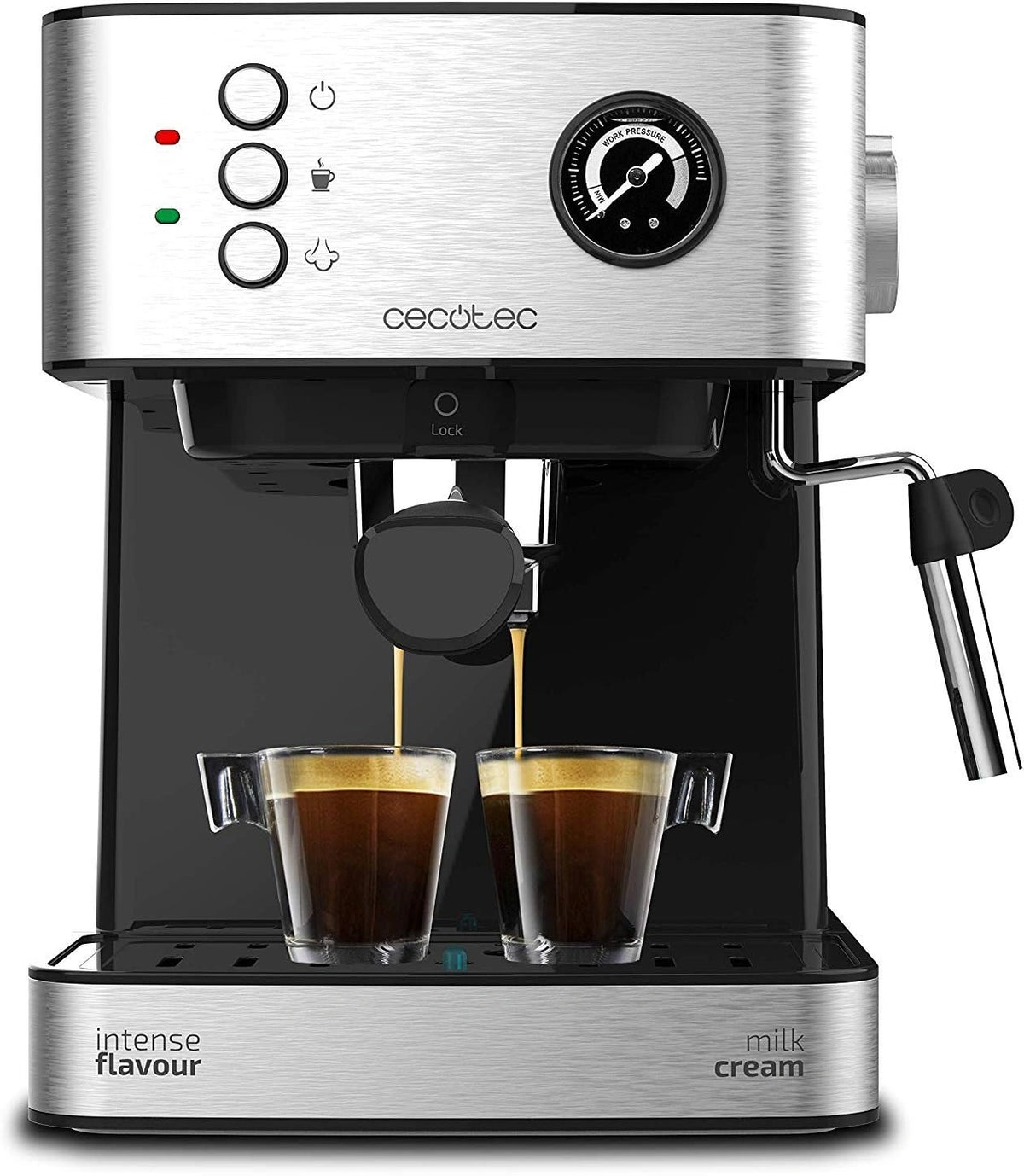 Cecotec, Machine à café, 1,6L, 850 W, fonction vapeur, Argenté