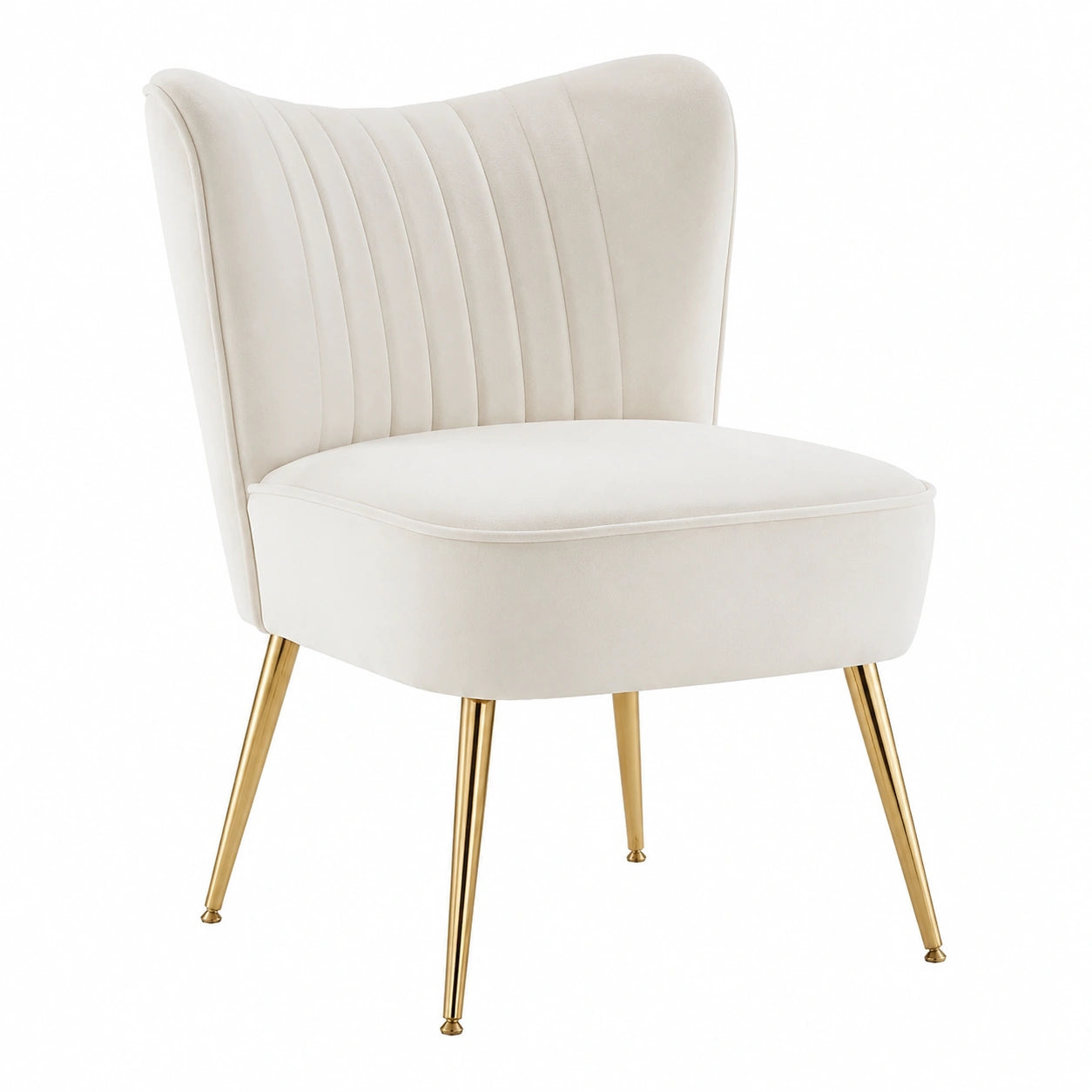 Fauteuil, en velours, coloris beige et doré, pour le salon ou la chambre