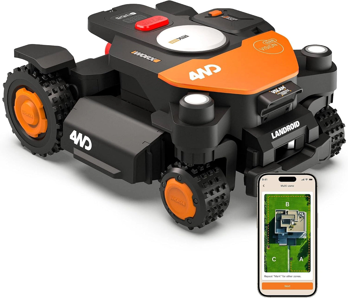 WORX, Robot tondeuse, 4WD